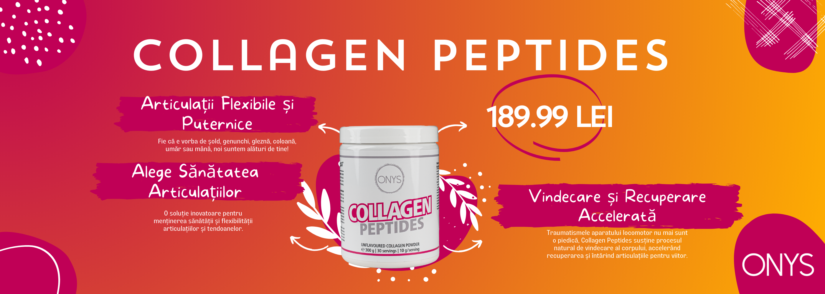 Collagen Peptides fara aroma ONYS Pulbere 300 g